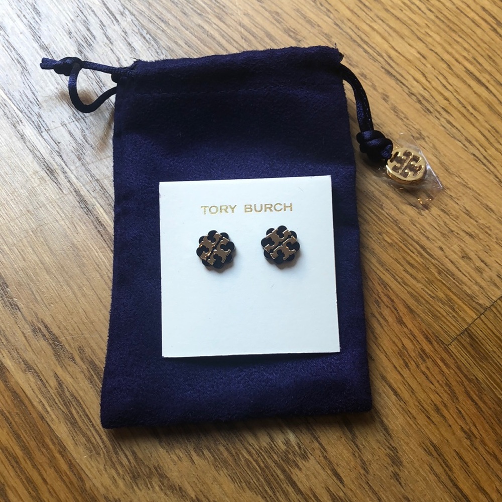 Tory Burch Logo Flower Resin Stud Earrings